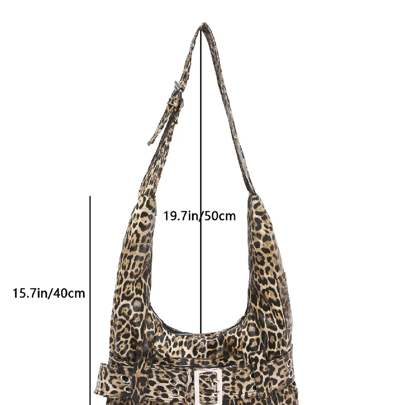 Large Capacity Underarm Tote Bag For Locomotive Girls Daily Use Ladies Leopard Brown Shoulder Crossbody Bag Women Laptop Handbag