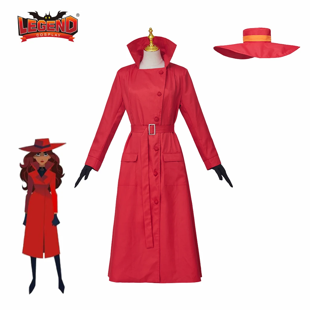 Vestito rosso del Costume di Sandiego del Cosplay di Carmen lella con i guanti del cappello vestito del gioco di ruolo della festa di carnevale di