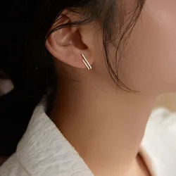 VENTFILLE Silver New Double-layer Line Stud Earrings Female Fashion Temperament All-match Handmade Jewelry