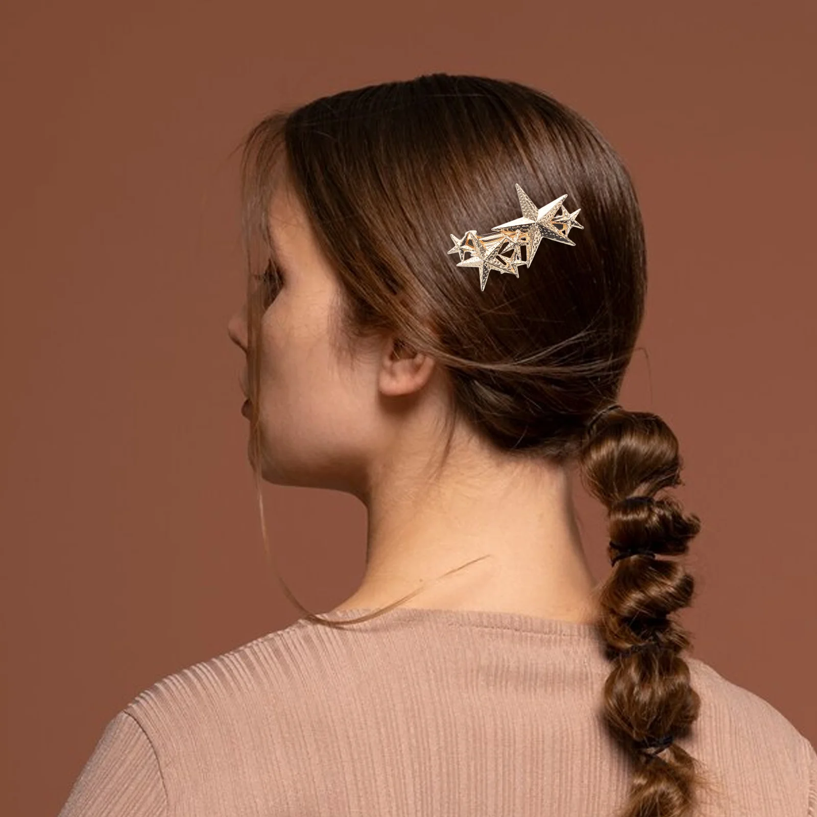 

Pentagram Hairpin Clips Decorative Star Barrettes Women Girls Irregular Sizes Alloy Long Lasting Versatile Use Fine Metal