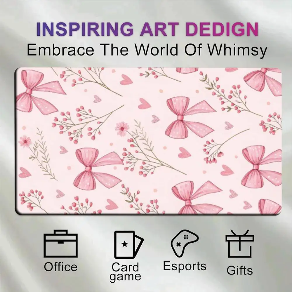 

Pink Bow Cartoon Mousepad PC Gamer Cute Large Desk Mat Office Laptop Gaming Cabinet Mouse Pad Kawaii Keyboard Rug For Girl