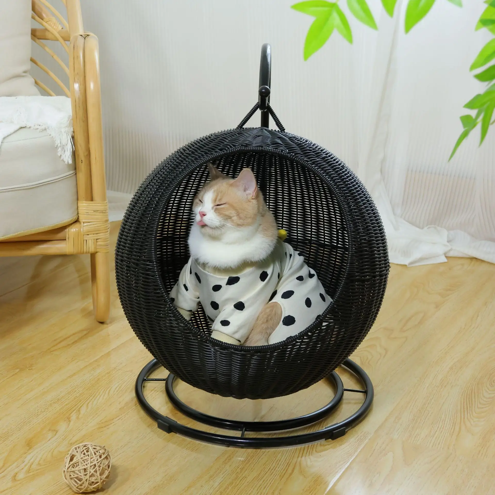 Cat's Nest Imitation Cane online celebrity Cat Hanging Basket Cat Cradle Hand-woven pet nest scratch-resistant small dog ke