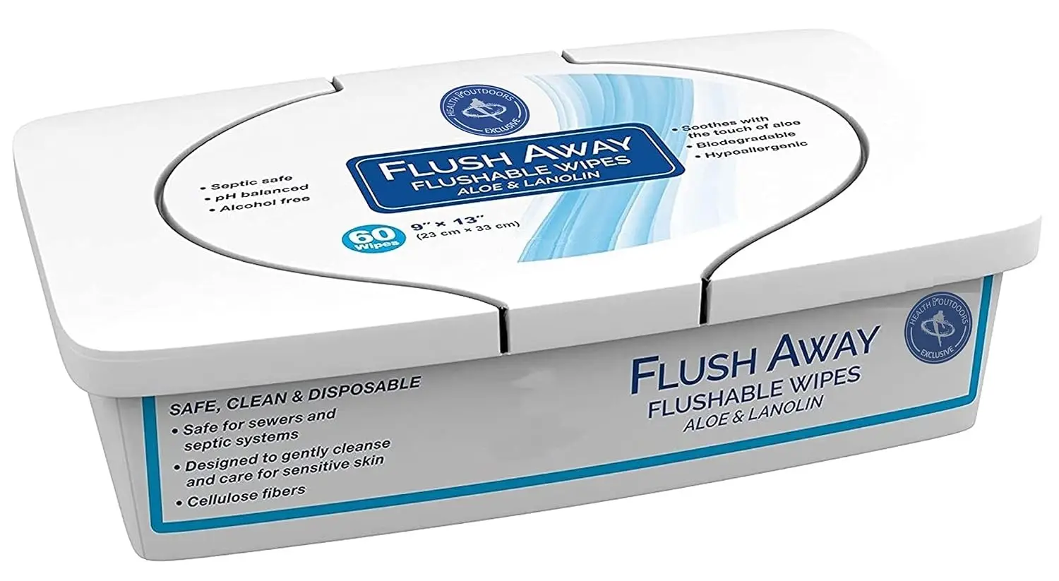 

Flushable Wipes with Aloe & Lanolin - 60 Count Tub, Gentle & Septic Safe