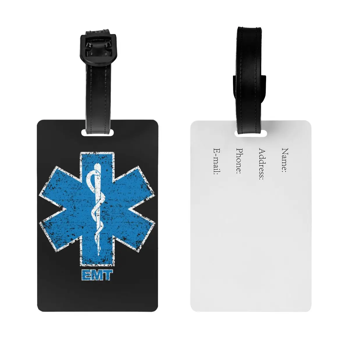 Custom Emt Star Of Life Bagagelabel Privacybescherming Paramedicus Ambulance Bagagelabels Reistas Met Koffer