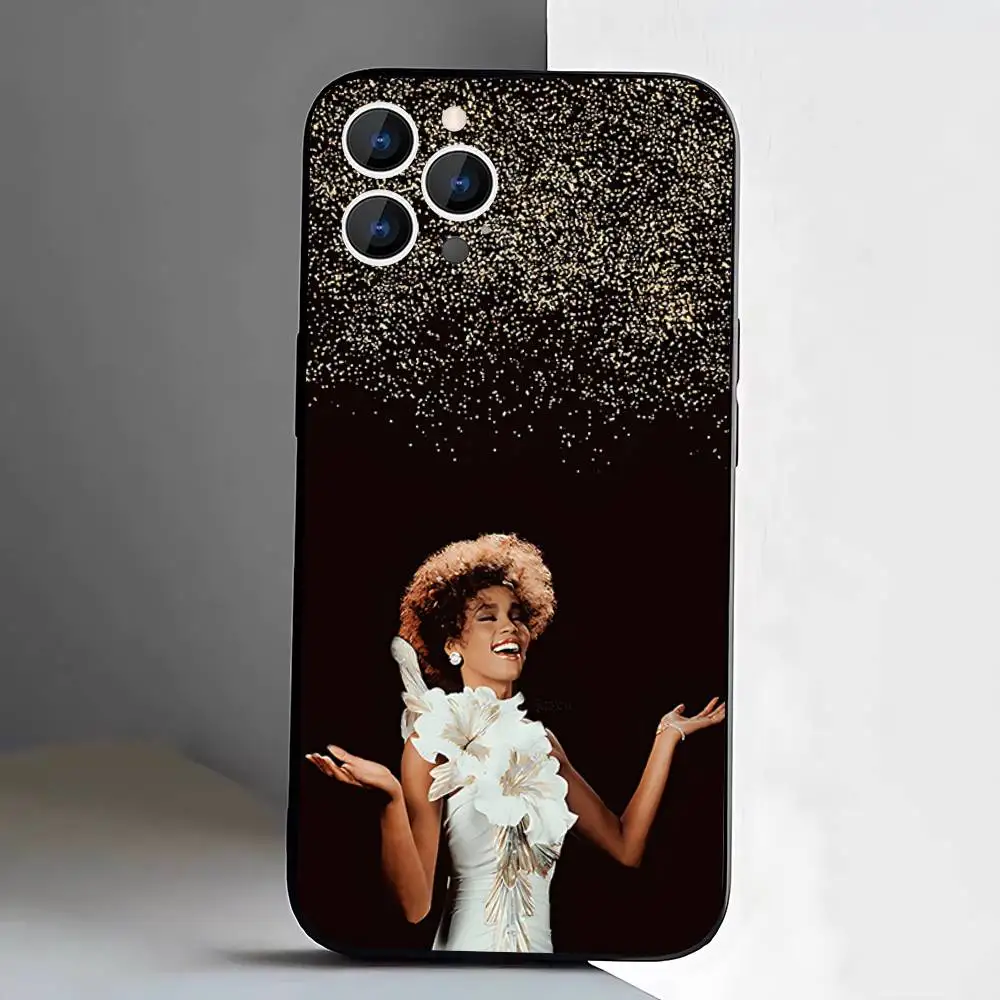حافظة هاتف W-Whitney H-Houston لهاتف iPhone 17,16,15,14,13,12,11,Pro,XS,Max,XR,Plus,E,SE4,غطاء ناعم أسود صغير
