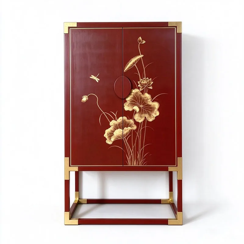 Modern new Chinese side cabinets, solid wood foyer porch cabinets, simple living room storage cabinets, lockers, wine cabinets