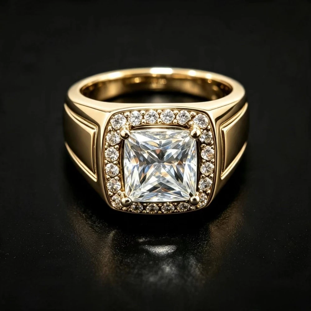 Solid 925 Sterling Silver Ring Fully Set with Moissanite Festive Gift Ideal for Any Occasion