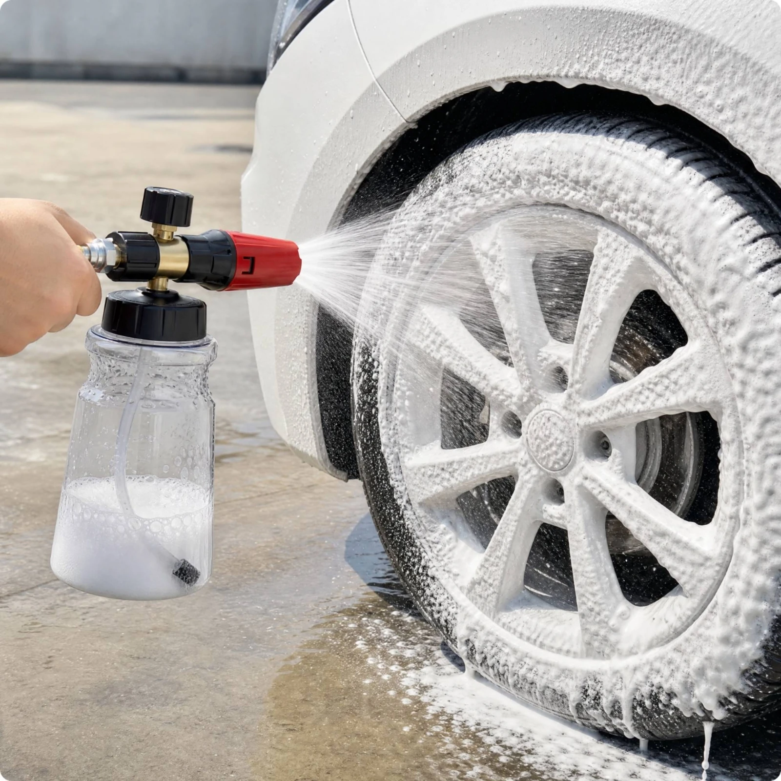 Pressure Washer Foam Cannon Long-Lasting Foam Cannon with Bottle Reservoir Detachable Universal for Car Washing