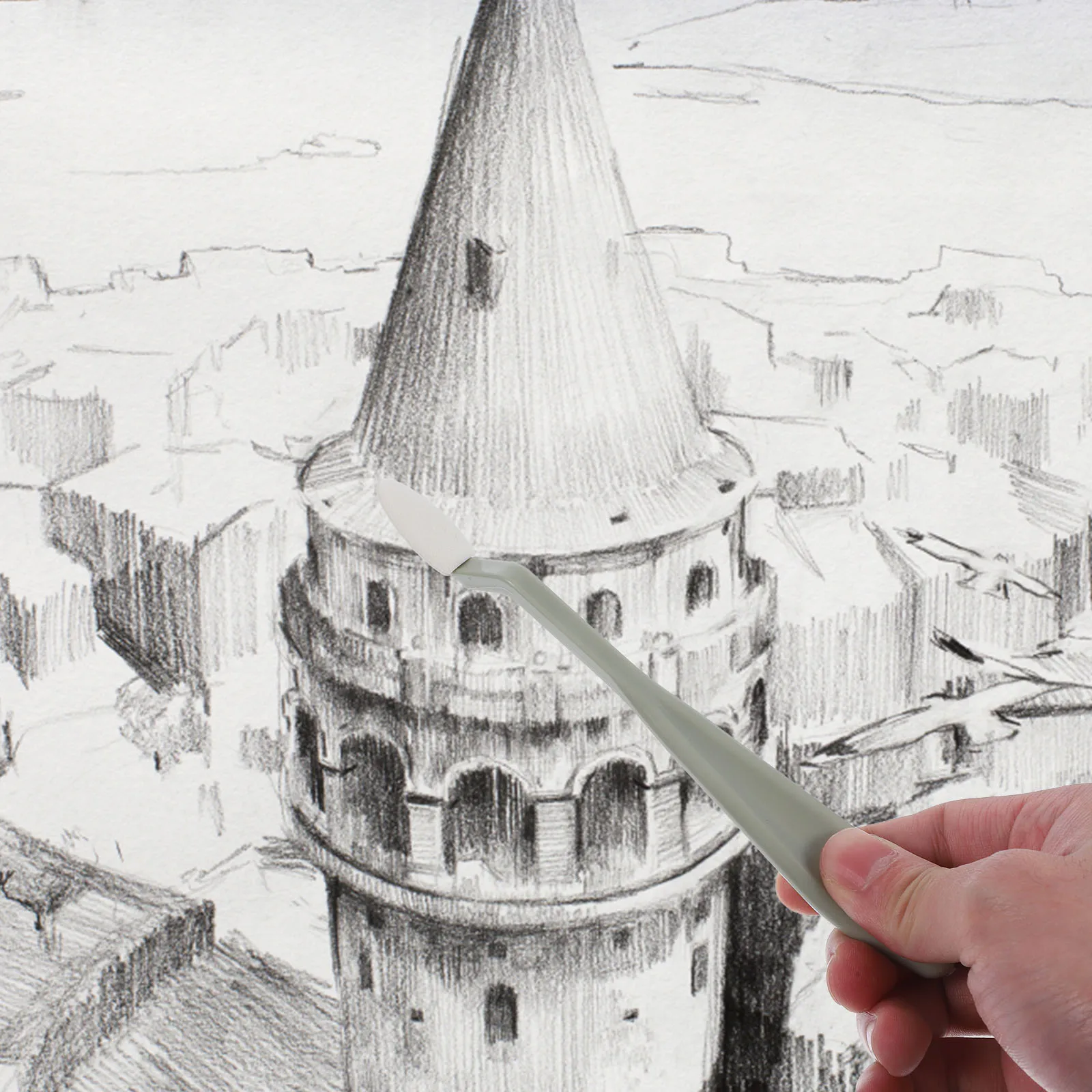 

1Set Sponge Head Sketch Pens Long Handle Sketching Tools Artist Drawing Blending Stumps Erasers for Sketching Blending Stumps