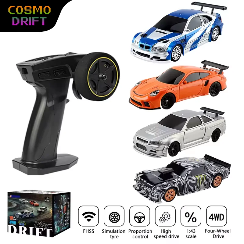 

1:43 Полномасштабный RC Drift Car 4WD Высокоскоростной мини-гоночный автомобиль со светодиодной подсветкой Полная пропорция Автомобиль с дистанционным управлением Настольная игрушка