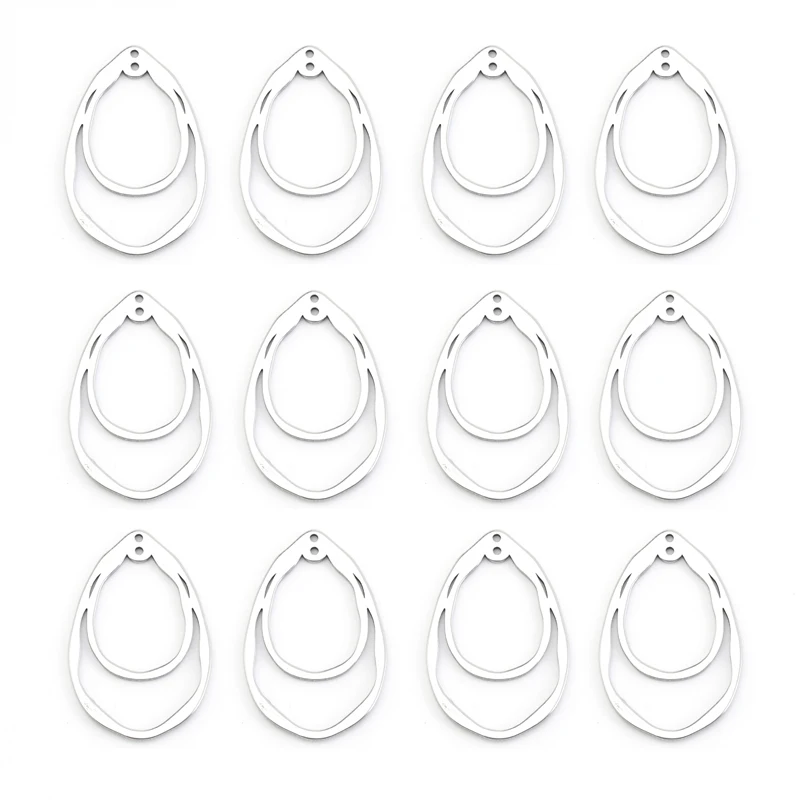 10pcs/lot Water Drop Hollow Stainless Steel Charms Floating Charms Pendant Connector For Jewelry Making DIY Necklace Bracelet