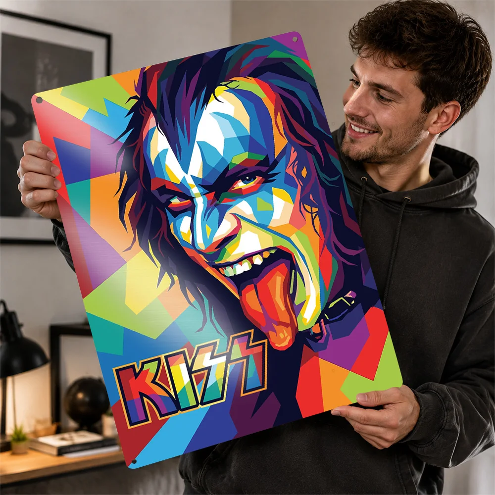 Gene Simmons KISS Pop Art Metal Poster Perfect Gift for Fans Lovers Customized Wall Art Metal Sign for Decoration Room Ornaments