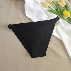 Calzoncillos de media cobertura a la cadera con tirantes finos para mujer, calzoncillos transpirables de algodón puro para niña, Bikini minimalista, calzoncillos femeninos sólidos, pantalones cortos