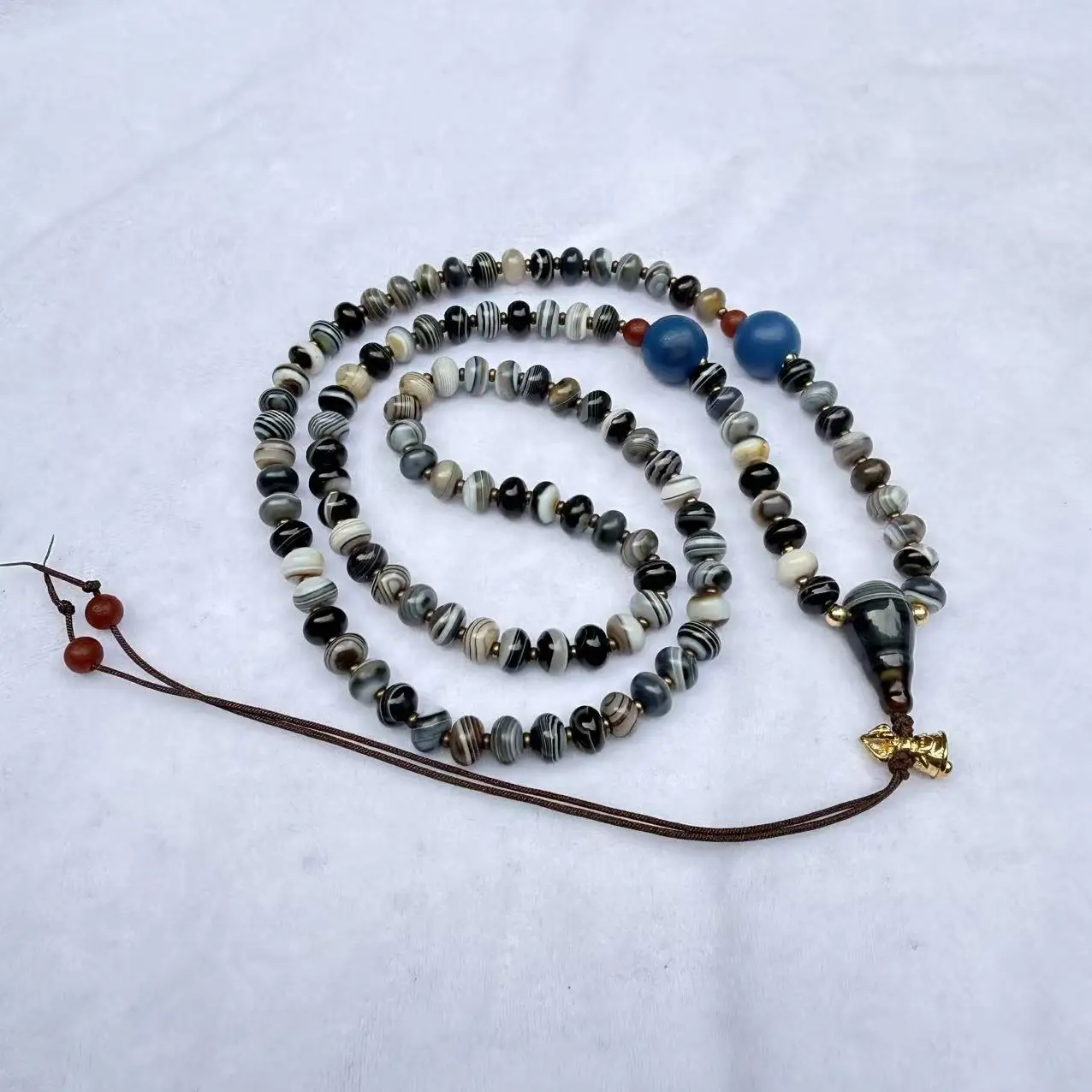 8mm Natural Agate Lanqin Blue Qin Agate 108 Prayer Beads Special Beautiful Beads for men and women