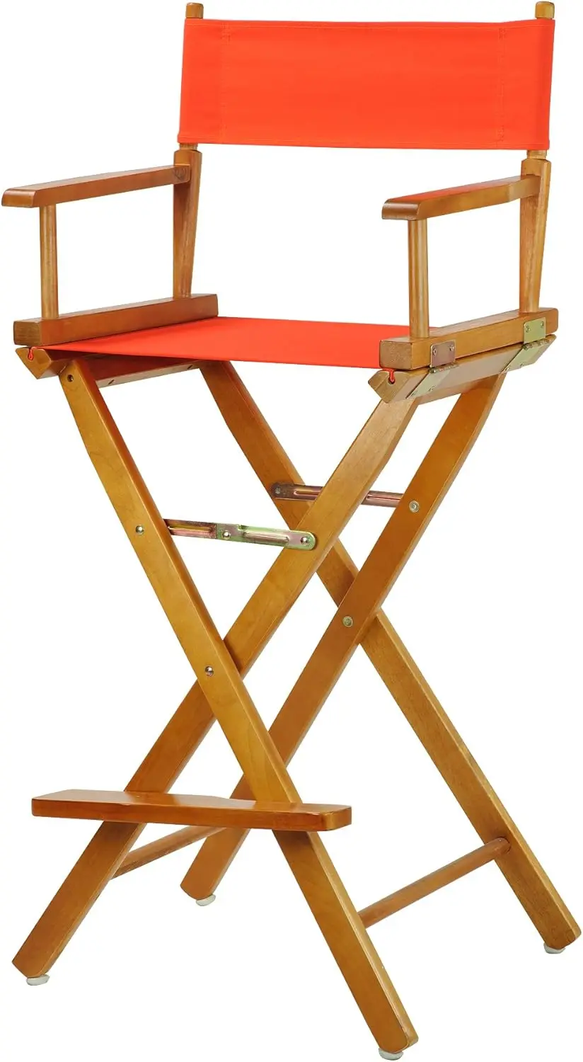 

30"" Director'S Chair Ey Oak Frame-With Orange Canvas, Bar Height