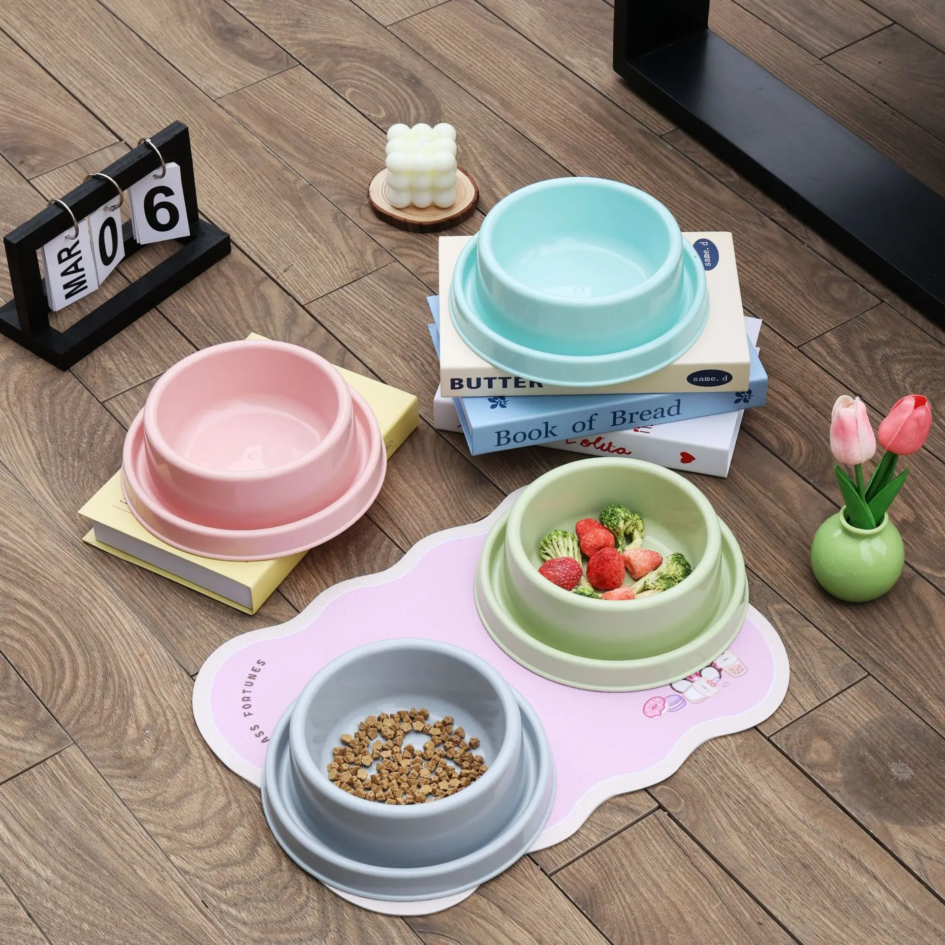 Non-Slip Anti-Tip Pet Bowls for Dogs Cats Spill-Proof Food Water Dishes Stable Base Feeding Bowls Durable Pet Supplies