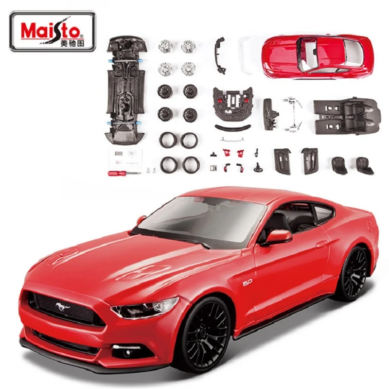 Versión de Montaje Maisto 1:24 Ford Mustang GT, Modelo de Auto Deportivo de Aleación, Auto de Carreras de Metal Fundido a Presión, Modelo de Vehículo de Simulación, Juguete de Regalo