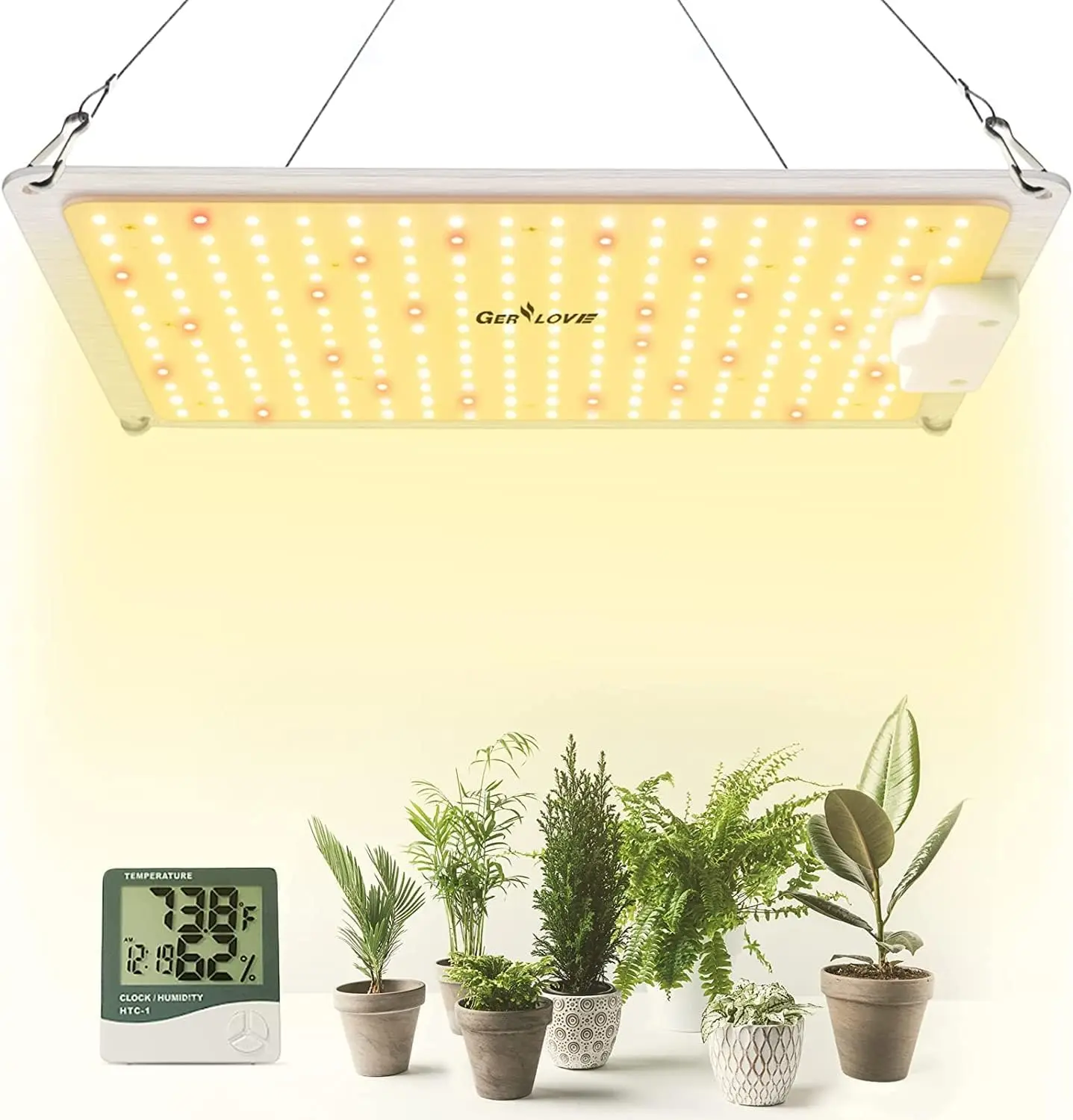 

Full Spectrum LED Grow Light 120W, Dimmable Plant Lamp with Thermometer for Indoor Seedlings Veg Bloom 2x2/3x3 Ft