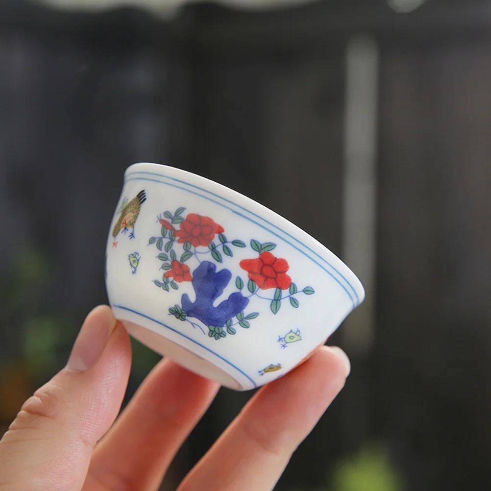 

Doucai Chicken Cup Set Ceramic Tea Pot Mug for Loose Leaf Spearmint Stovetop Kettle Bowl