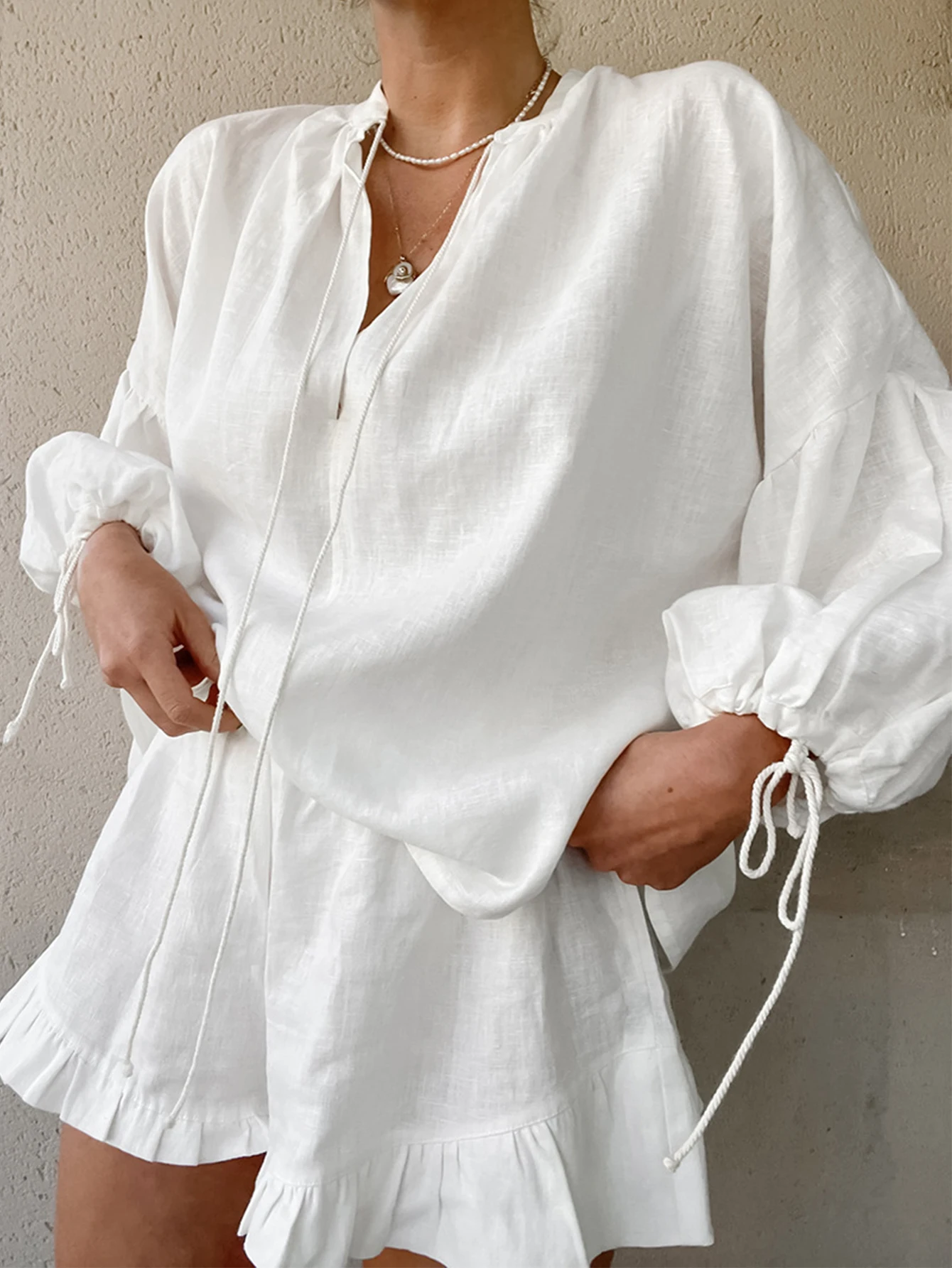 Sexy White Ruffles Short Jumpsuit Women Summer Romper Jumpsuits Woman Vacation Party Outfits Casual Fashion Pants Sets Playsuit view 3