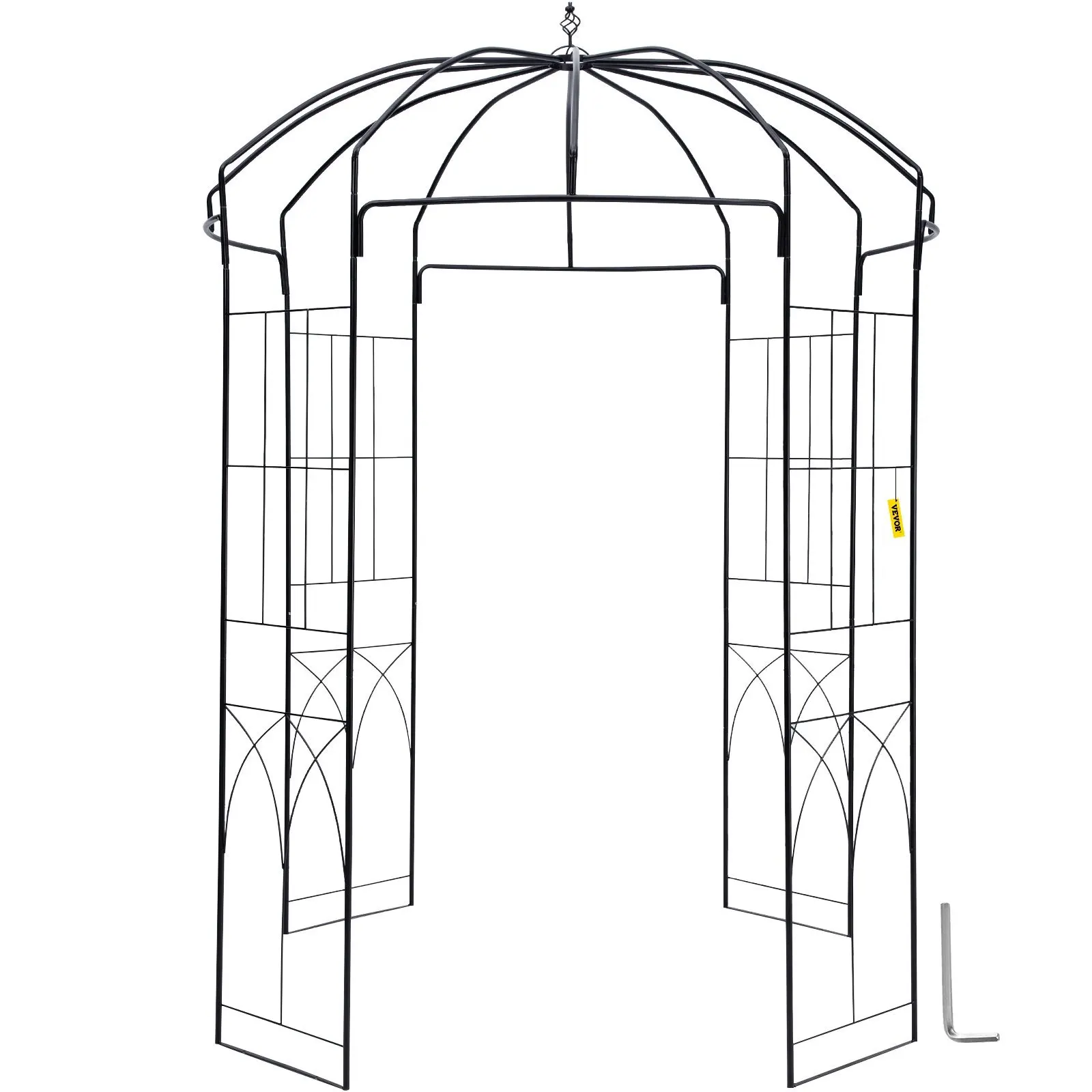 

Backyard, Patio, Black Wedding Arch Trellis for Climbing Vines in Outdoor Garden, Lawn, Birdcage Shape Garden Arbor,