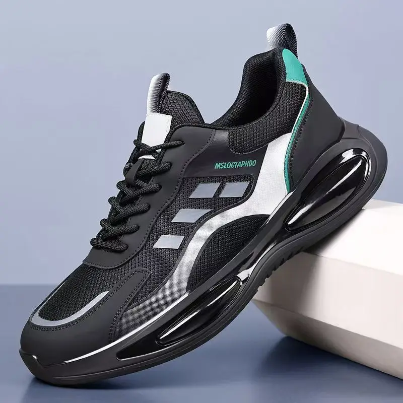 

Мужская новая повседневная спортивная обувь с сеткой, весенне-осенние кроссовки с круглым носком, мягкая подошва, нескользящие дышащие кроссовки на шнуровке на воздушной подушке
