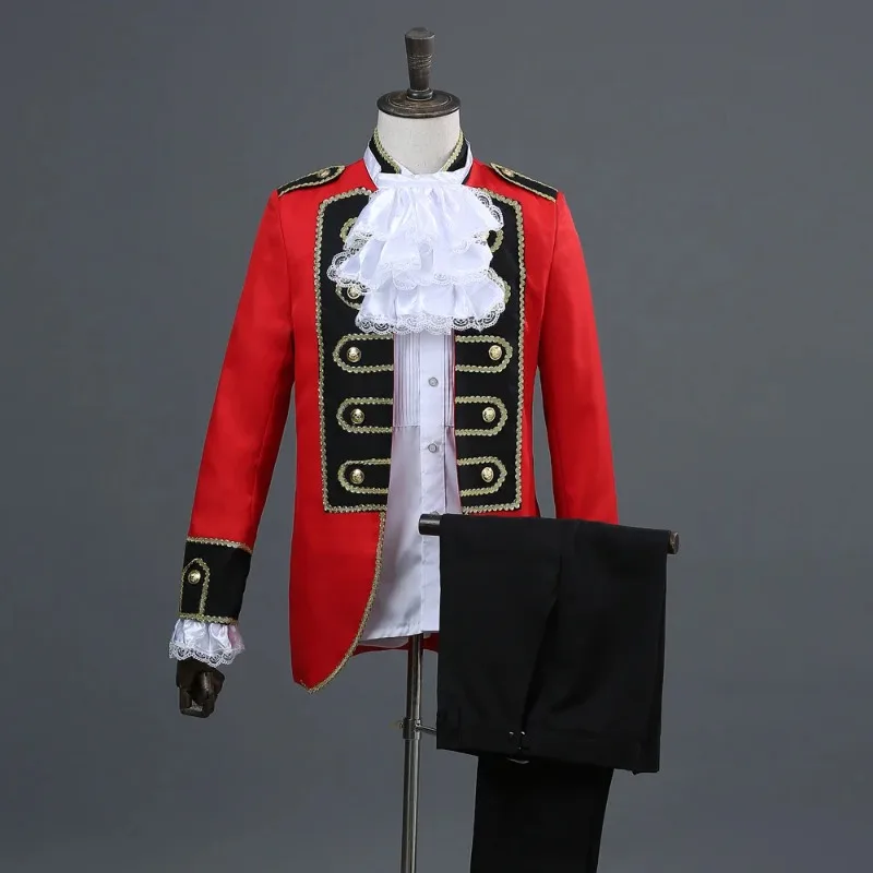 

Adult Medieval Cosplay Napoleon Military Jacket Victorian Court Suit Royal Guard Dress Up Costume Europe Prince RoleplaySuit