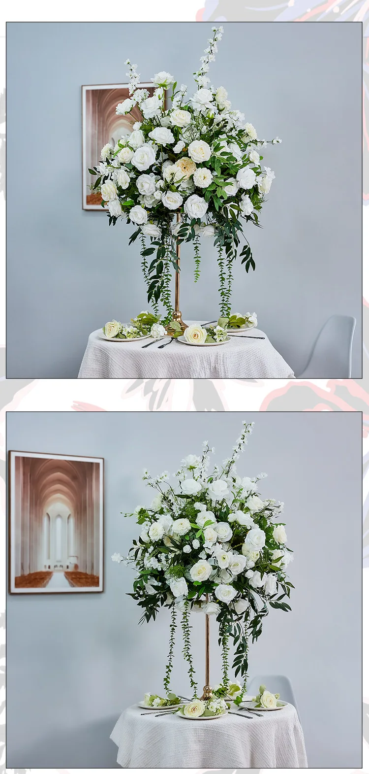 Großhandel Weißer Künstlicher Rosenstrauß DIY Hochzeitsdekoration Fotohintergrund Kunstblumen für Bankette Bankettdekoration – Detail 10