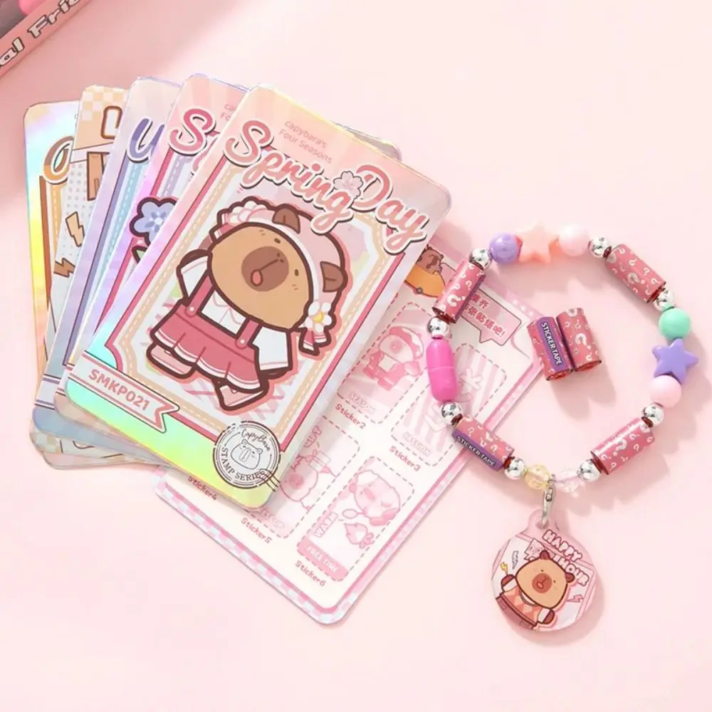 

Creative Capibala Stickers Bracelets Set DIY Cartoon Animal Scroll Stickers Bracelet Colorful Tear-proof