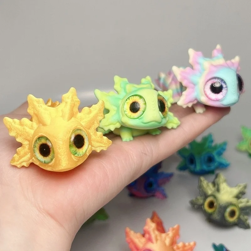 3D Printed Salamander Figures Animal Toys Multi-Joint Movable Simulation Eyes Fidget Toys Home Accessories Desk Decor Kids Gift