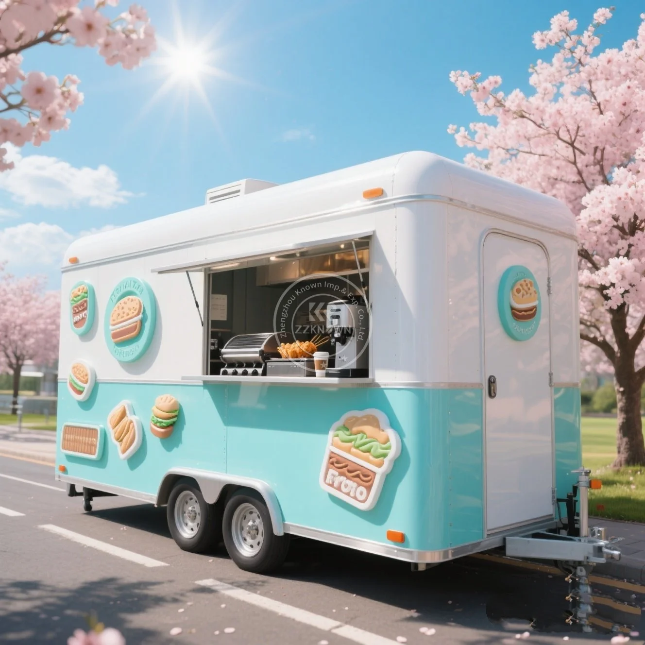 Food Trailer Coffee Cart Hot Dog Truck Ice Cream Trailer Outdoor Camping Chart Mobile Juice Bar Trailer in Sale