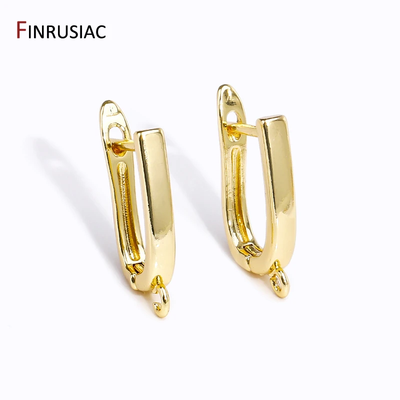 18K Gold Plated Brass Fastener Earrings Hooks Clasp Shvenzy Earwire For DIY Handmade Jewelry Making Earrings Making Findings