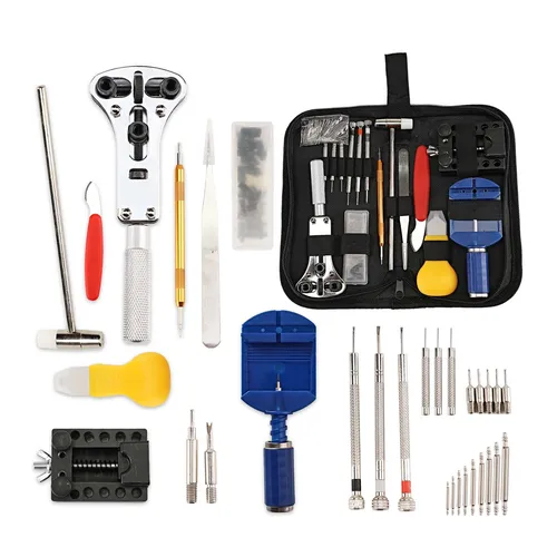 Imagen 2 del producto Kit de reparación de relojes, herramienta profesional de reparación de relojes, kit de herramientas de reemplazo de pilas para relojes 224 piezas, juego de herramientas profesional de barra de resorte, W