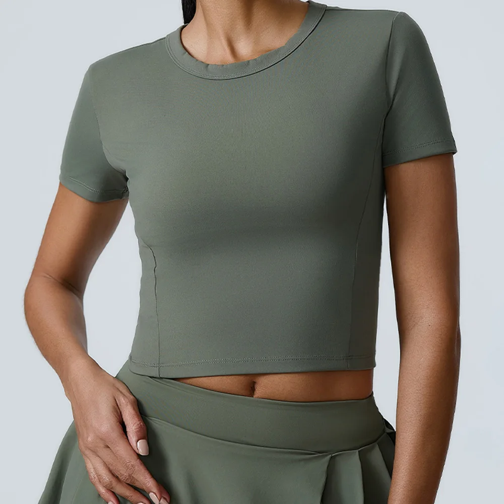 

Sports T-shirt Women Yoga Short Sleeves Fitness Top Yoga Clothes High Elastic Running Gym Shirts Push Up Workout Crop Top Female