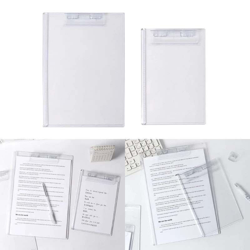 A4 A5 Clipboard Heavy Duty Acrylic Transparent Clipboard Clear Clip Board with Low Profile Clip for Office Business Work