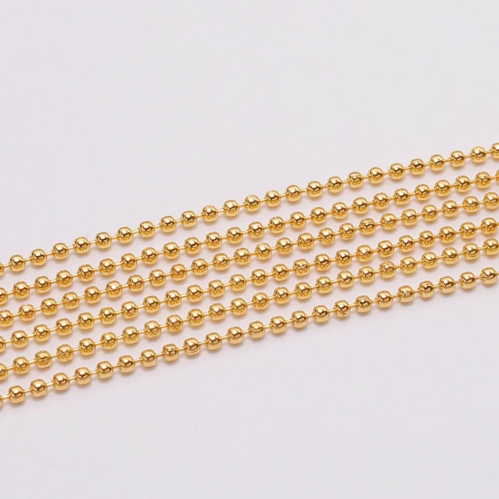 5m/lot 1.2 1.5 2.0 mm Metal Ball Bead Chains Findings Bulk Kettingen Necklace Chain For Jewelry Making Supplies DIY Accessories