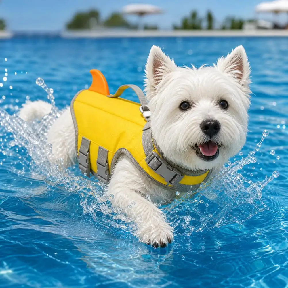 Dog Life Jacket, High Buoyancy Pet Swim Vest with Chin Rest And Rescue Handle, Adjustable Swim Float Jacket for Small