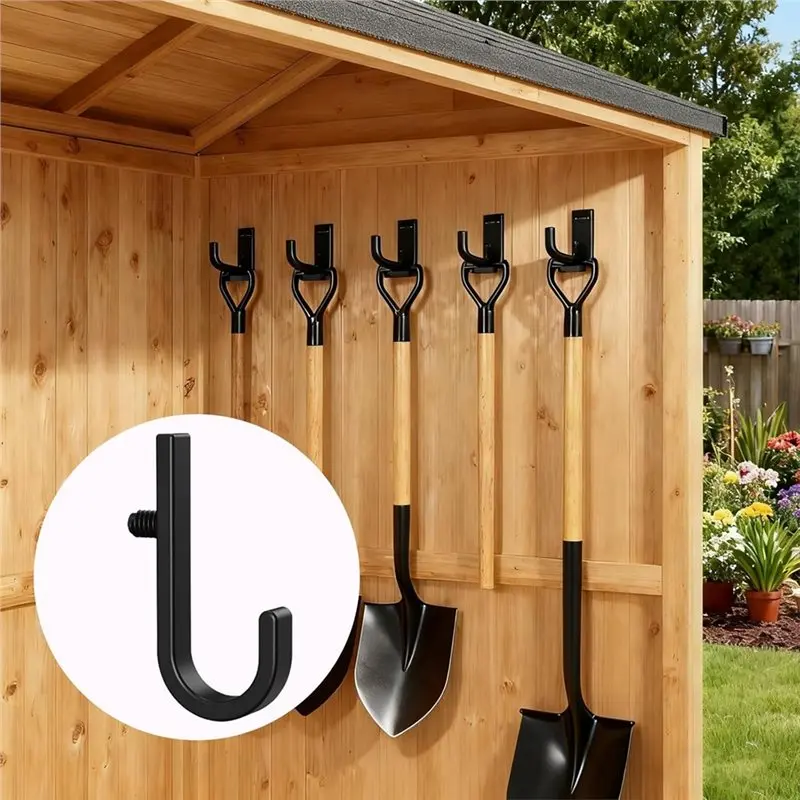 【ADORN】10Pcs Storage Shed Tool Hooks, Shed Accessories Kit With J-Shape And U-Shape Hangers For Organizing Tools,Workshop