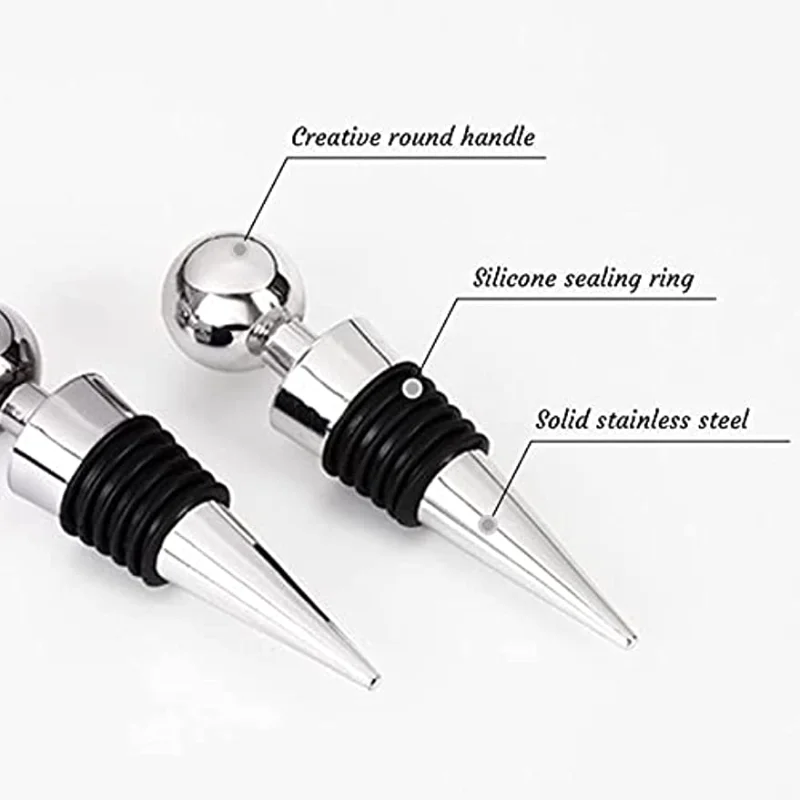 Reusable Wine Bottle Stopper, Silicone Corks for Beverage, Gifts, Bar, Holiday Party, Wedding