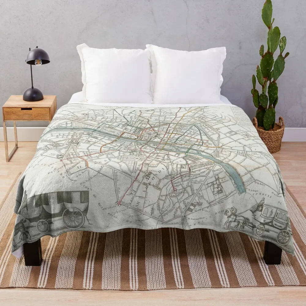 

Vintage Map of Paris France (1828) Throw Blanket Luxury Designer For Decorative Sofa Luxury St Custom Blankets