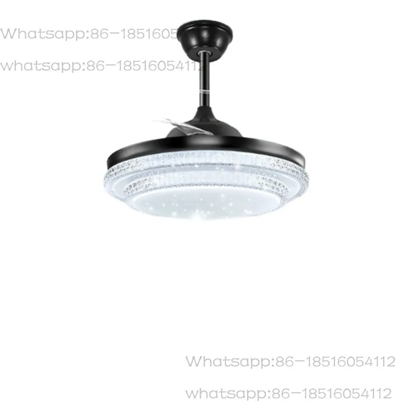 

42 Inch Inverter Iron 4 Retractable Plastic Blades Dc Motor Black Powerful Music Remote Control Ceiling Fan with Light