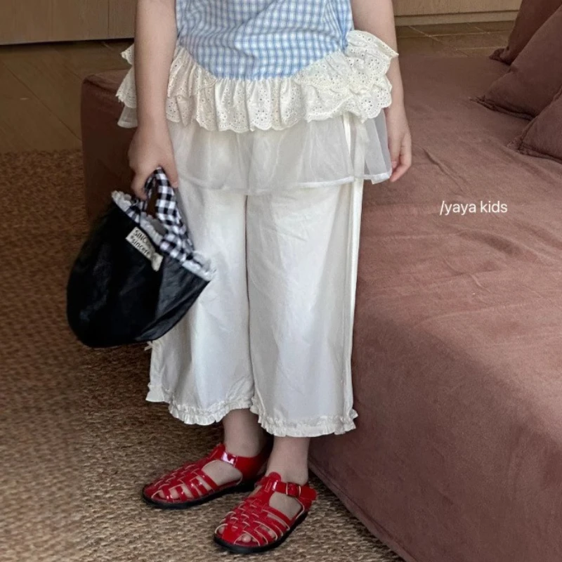 

Thin Lace Straight Leg Pants Casual Cute Summer New 2025 Korean Solid Color Simple All-match Sweet and Fashionable Pants