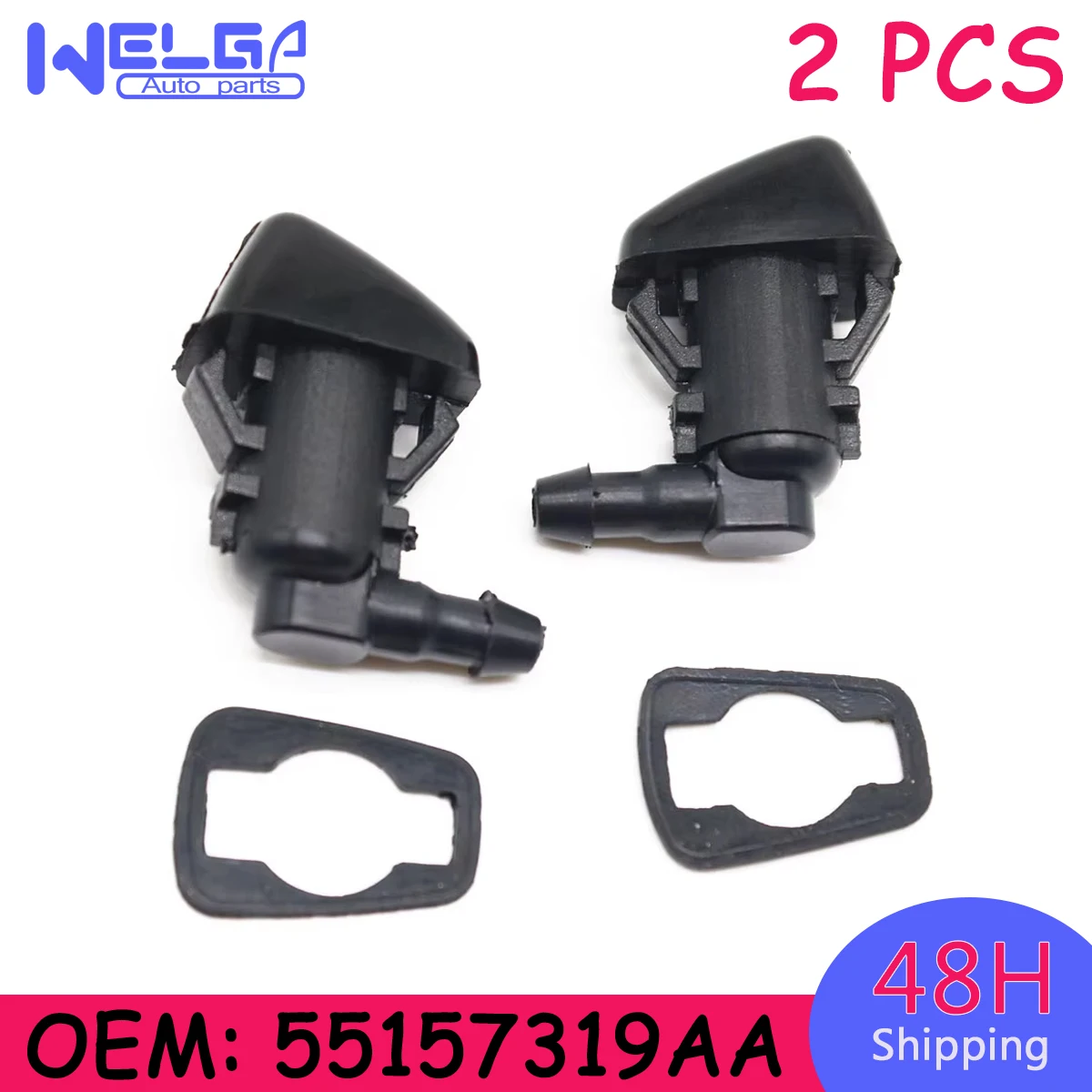 

2PCS Windshield Washer Fluid Nozzle for Dodge Nitro for Jeep Commander Liberty Replacement Kit 55157319AA 4806312AA