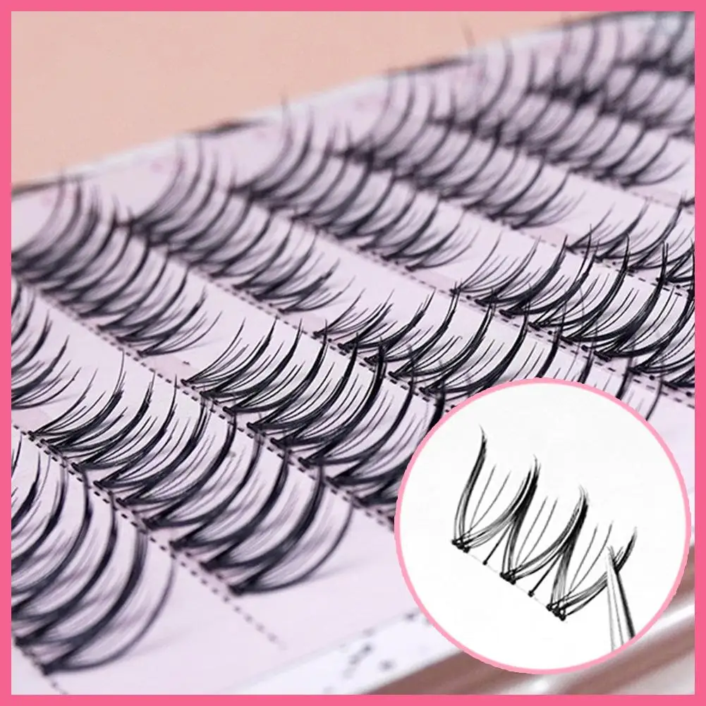 Cílios postiços segmentados em forma de v, grupo de olhos para meninas, cluster natural, grande capacidade, ídolo, faça você mesmo, cílios artificiais, maquiagem l3g9