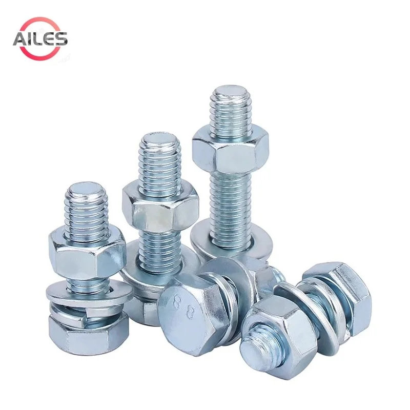 

Grade 8.8 Zinc Plate Hex Bolts Washers Nuts Set M4 M5 M6 M8 M10 High Strength Carbon Steel Screws Nuts Set