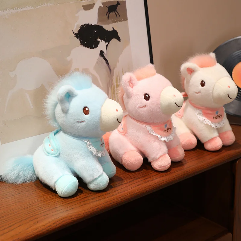 الكرتون الموقف الحيوانات يرتدي وشاح الخيول ألعاب من القطيفة لطيف مكتب وسادة لينة الطفل النوم الراحة دمية يعرض للأطفال