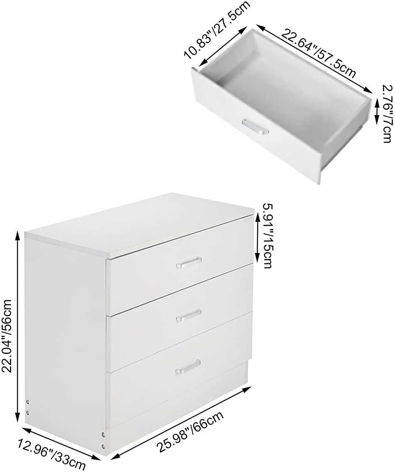 3 drawer wardrobe storage tower closet white