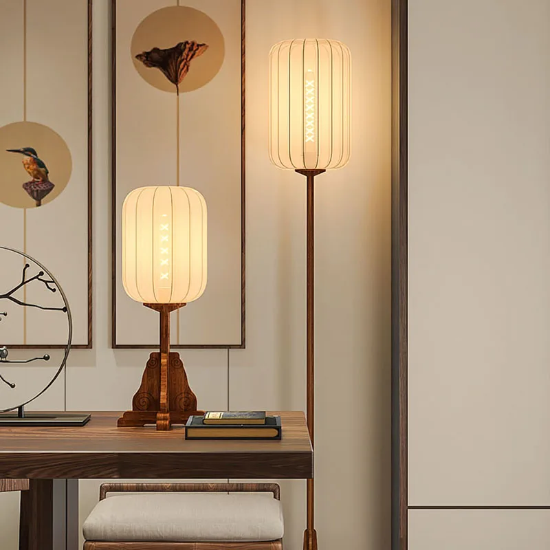 Vintage Lantern Floor Lamp Wooden Floor Light for Restaurant Living Room Bedroom Fixture Home Decor Japanese Bamboo Table lamp image 4