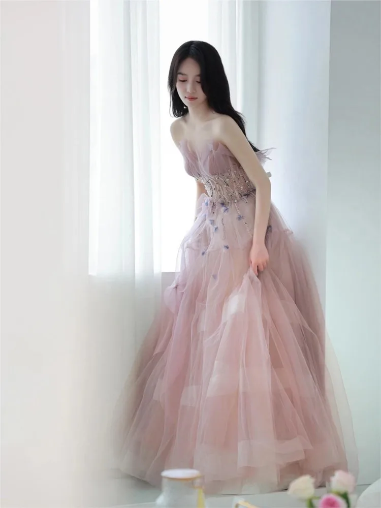 

Light luxury and niche toasting banquet vocal music art examination dress