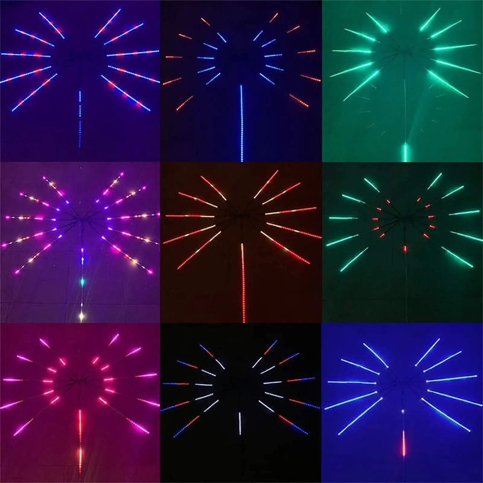 Imagem -04 - Fogos de Artifício Led Luz de Tira Rgb Controle de Som Sinfonia Luz de Fogos de Artifício Casamento Natal Controle de Música Kit Completo Sonho Meteoro Lâmpada